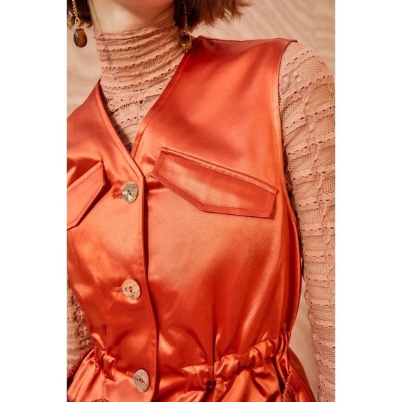 NWOT Ulla Johnson Button-Front Collarless Monroe Open-Back Vest - Picture 4 of 8